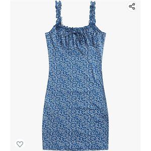 SheIn Women's Floral Ruched Mini Bodycon Dress Tie Front Frill Sleeveless Short